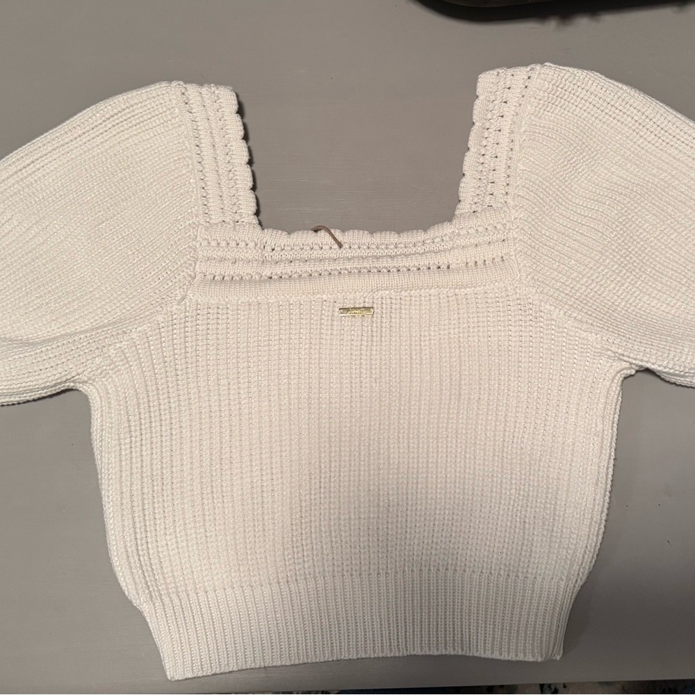 Cleobella Ivory Knit sweater with Puff Sleeves,  discount, NWT - Picture 5 of 7
